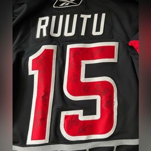 Signed Tuomo Ruutu Carolina Hurricanes Black Home Sweater